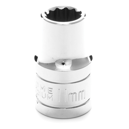 PERFORMANCE TOOL Chrome Socket, 1/2" Drive, 11mm, 12 Point, Shallow W32811